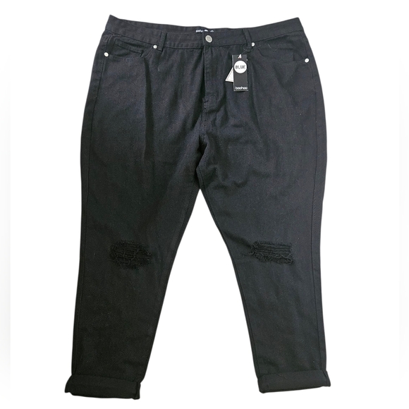 Boohoo High Waist Rip Knee Mom Jeans Women Plus Size 20 - NWT - Picture 1 of 6